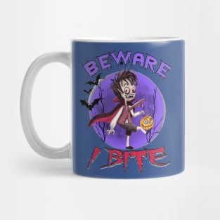 Beware I Bite Halloween Dracula Vampire Mug